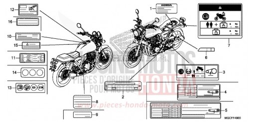 ETIQUETTE DE PRECAUTIONS CB1100CAK de 2019